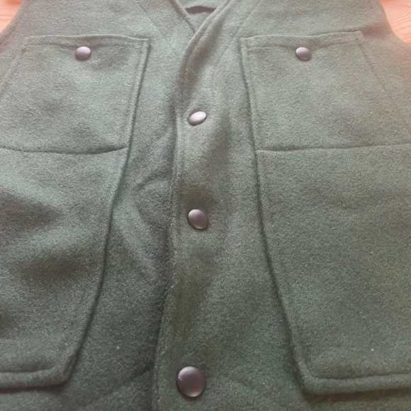 Vintage Orvis Forest Green Wool Vest Multiple Pockets Large - Picture 6 of 9